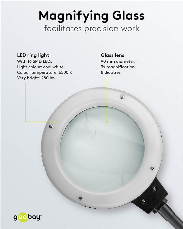 Löthilfe mit LED-Lampe, Schwanenhals-Krokodilklemme und Lupe mit LED Lampe | Dritte Hand Löten