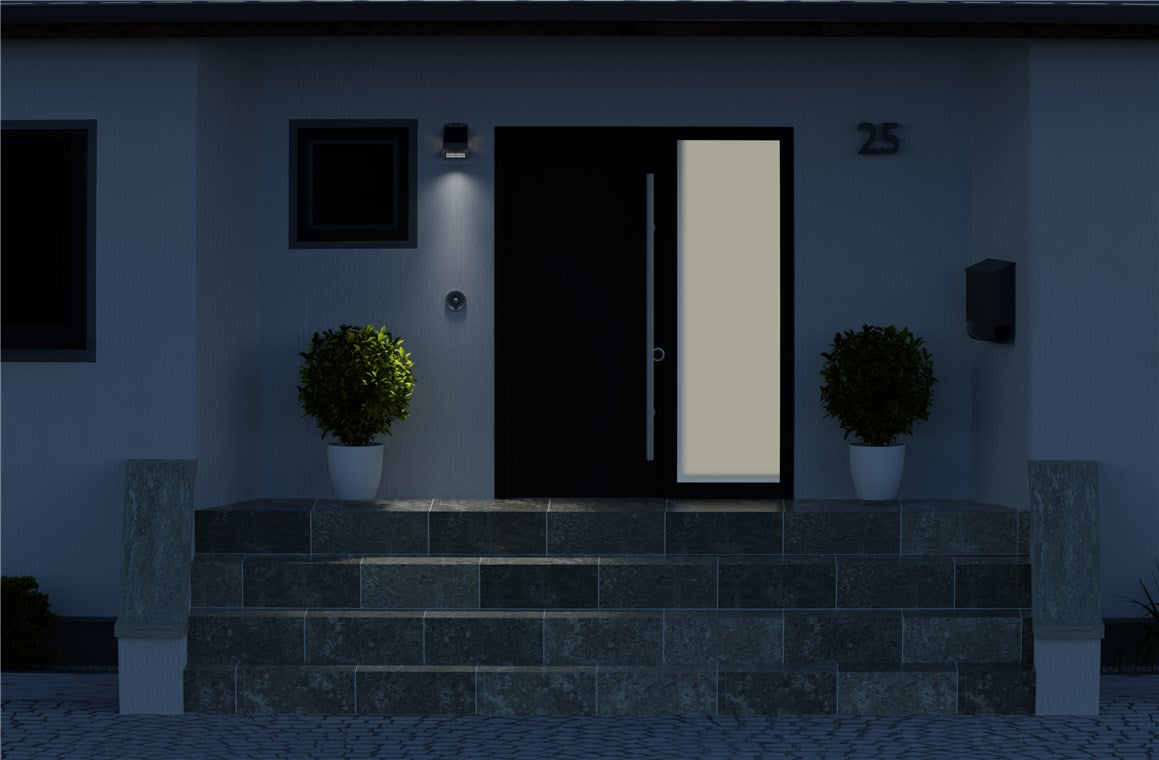 Goobay LED Solarleuchte Außenstrahler mit Bewegungsmelder Aussen / 1,5W Solar Lampe Outdoor / IP65 Gartenstrahler / Außenlampe mit Bewegungsmelder PIR Sensor / Weiß [Energieklasse A++]