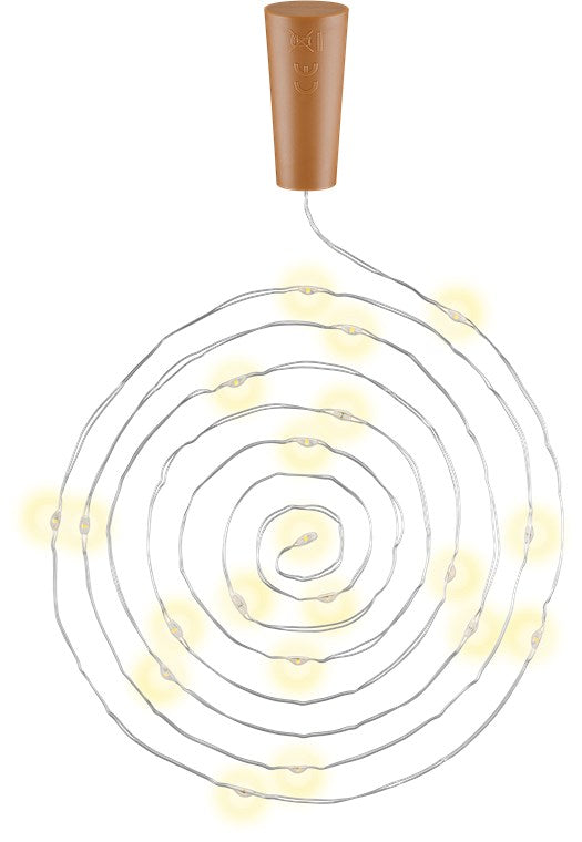 goobay 10er Set Flaschenlicht, 2m Lichterkette mit 20 LED zum Einlegen in Flaschen, Deko Licht mit Batterien im Korken