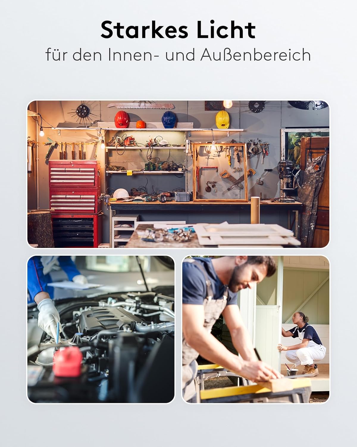 2 x 50W Baustrahler LED mit Stativ einstellbar und 2,5m Kabel für Baustelle, Werkstatt oder Keller - IP65 Baulampe LED für Innen- & Außenbereich - Strahler 2x8500 Lumen kaltweißes Licht 6500K [Energieklasse F]
