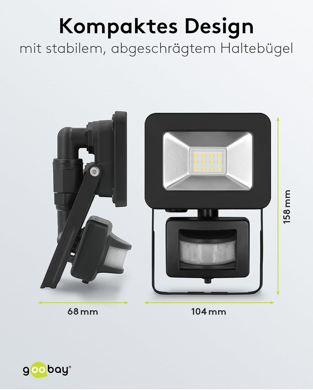 LED Strahler Bewegungsmelder Außen 10W / PIR Sensor Außenstrahler IP44 / Neutralweißes Licht 850 lm / LED Scheinwerfer Fluter Wandmontage / Gartenstrahler / Schwarz