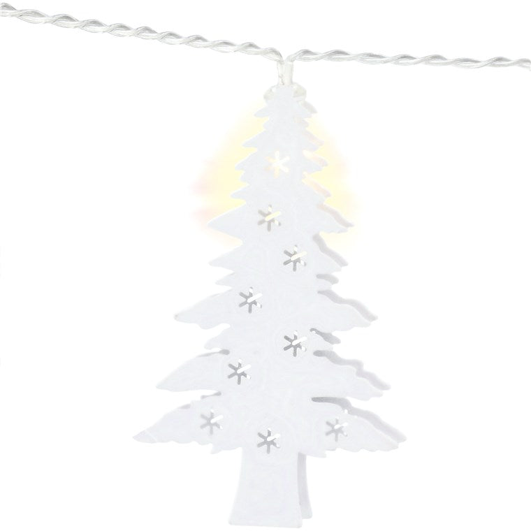 goobay LED Lichterkette mit Timerfunktion Batteriefunktion – Tannebäumen LED zum Aufhängen - Lichterkette für Innenbereich mit 10 LEDs – Warm-Weiß (3000k) – IP20, Weiß, Transparent