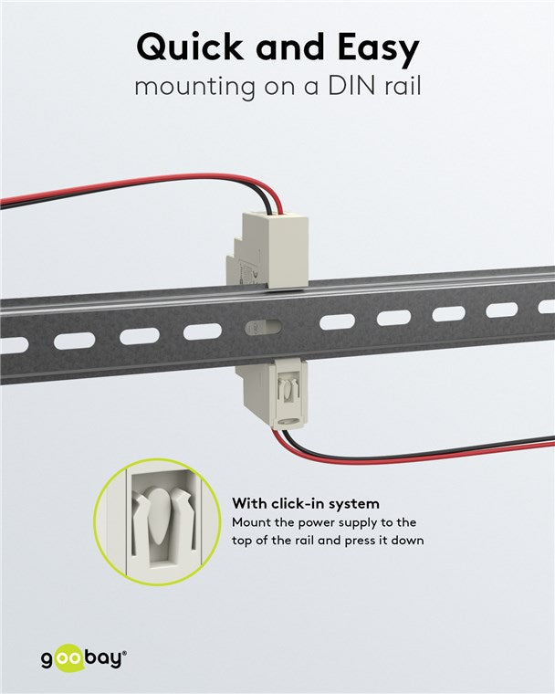 Goobay Hutschienen Netzteil 5V Trafo ideal zum Betrieb von Überwachungs- und Zugangssystemen / Klingeltrafo 5V / Türsprechanlage / Klingelanlage / DIN Rail 2,4A und 12W