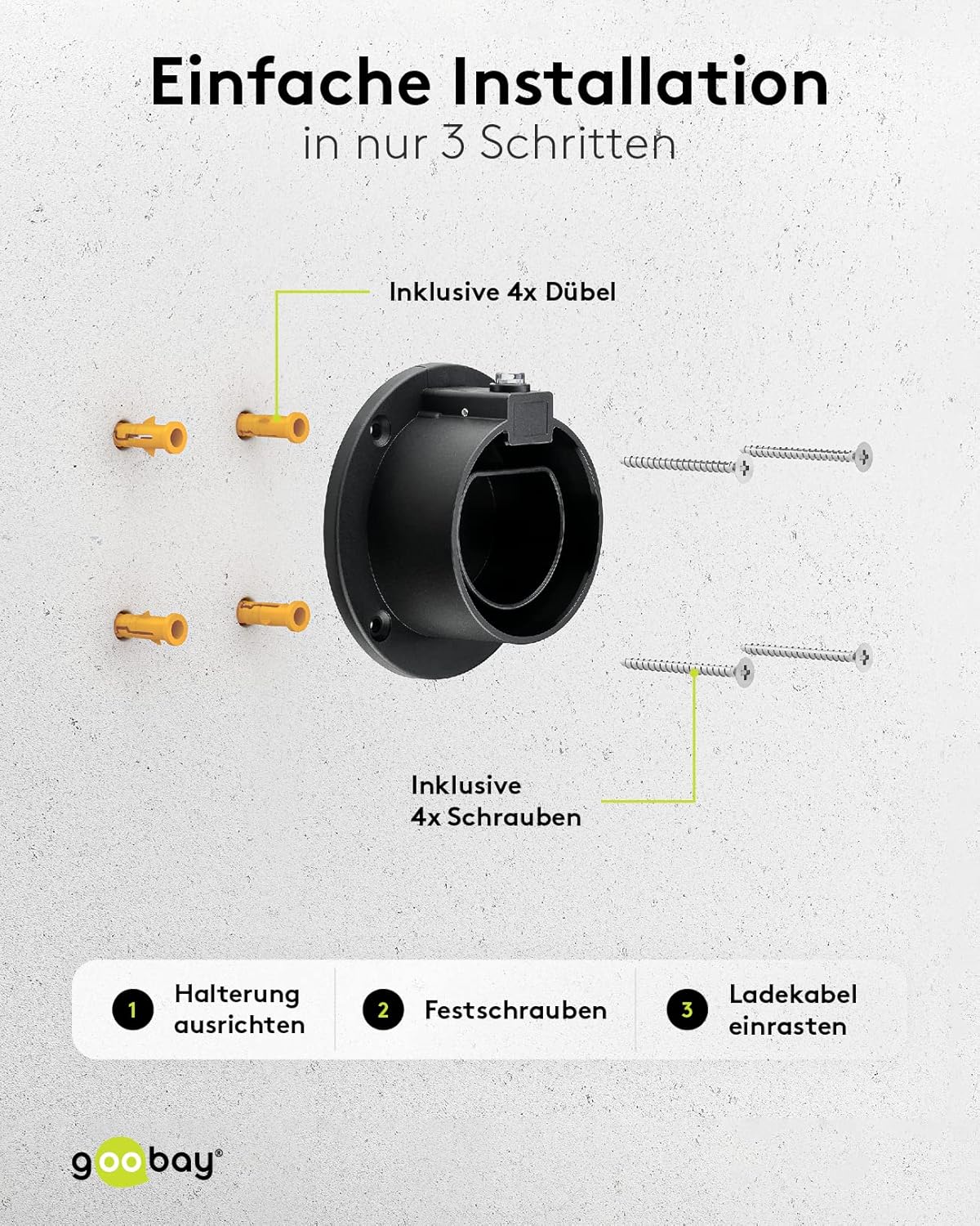 Wandhalterung Typ 2 Ladekabel für Elektroautos/EV Kabelhalterung für Wandmontage