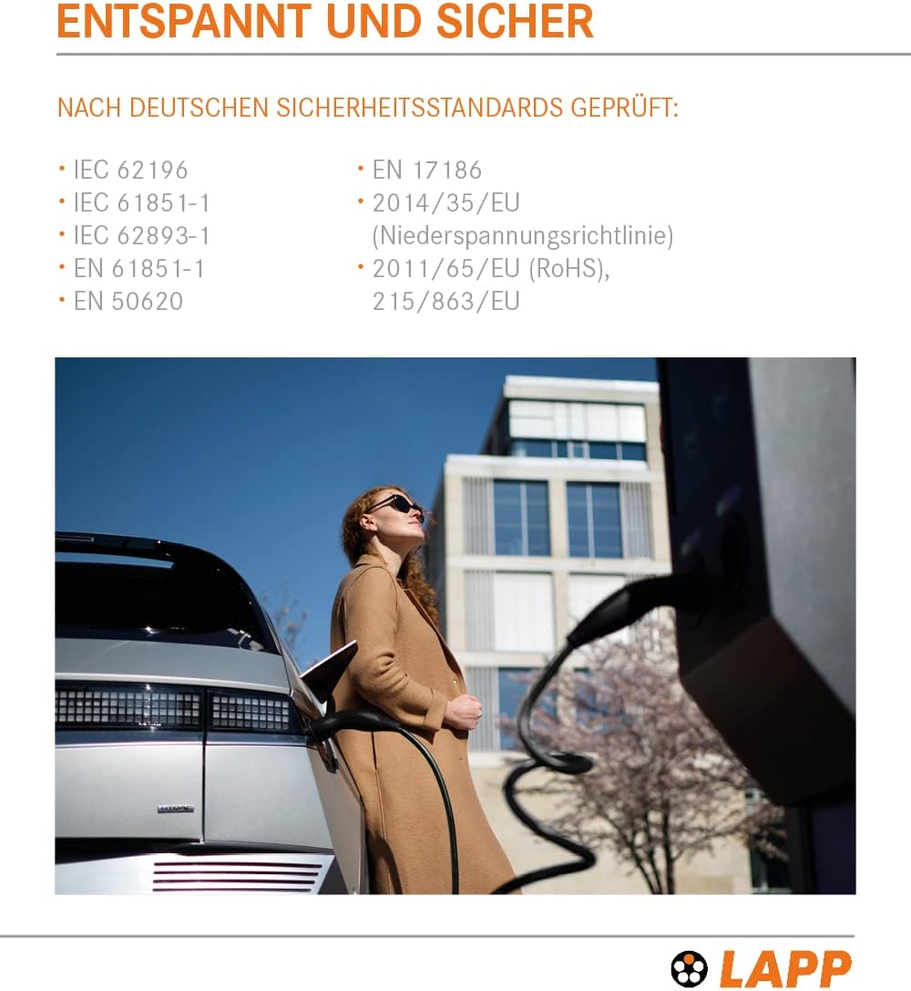 Lapp Mobility Helix Typ 2 Ladekabel 7,4 kW / 5m / Selbstaufrollend / 32 A / 1-Phasig / E-Auto Ladekabel / Mode 3