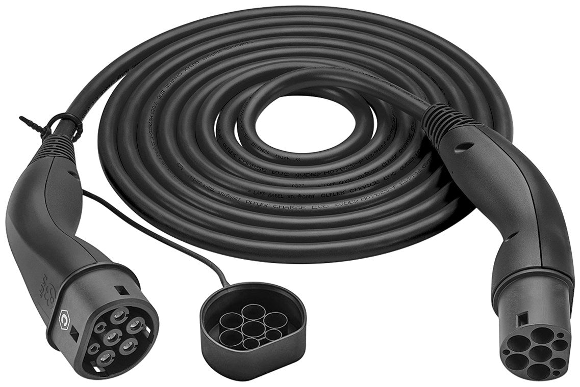 Lapp Mobility Helix Typ 2 Ladekabel 22 KW / 5m / Selbstaufrollend / 32 A / 3-Phasig / E-Auto Ladekabel / Mode 3 / Schwarz