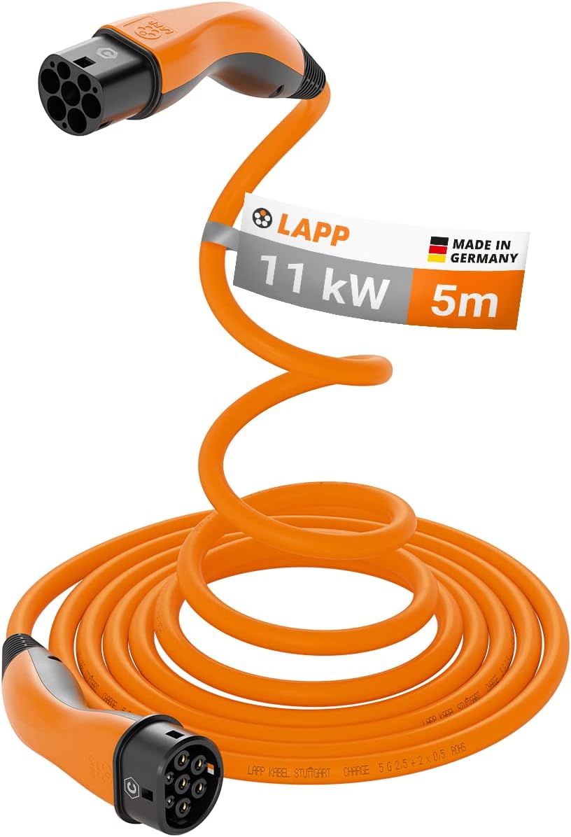 Lapp Mobility Helix Typ 2 Ladekabel 11 kW / 5m / Selbstaufrollend / 20 A / 3-Phasig / E-Auto Ladekabel / Mode 3