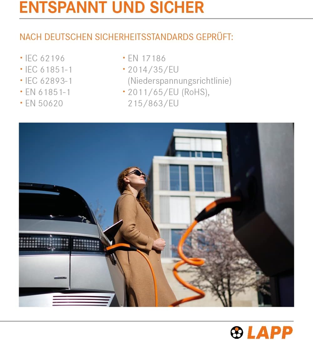 Lapp Mobility Helix Typ 2 Ladekabel 11 kW / 5m / Selbstaufrollend / 20 A / 3-Phasig / E-Auto Ladekabel / Mode 3