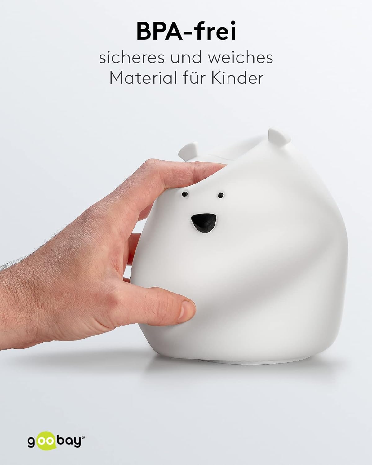 LED Nachtlicht Eisbär/geeignet als Einschlafhilfe, Stilllicht und Kinderzimmer Deko/leuchtet in warmweißem Licht, 7 Farbwechsel und 3 Leuchtmodi