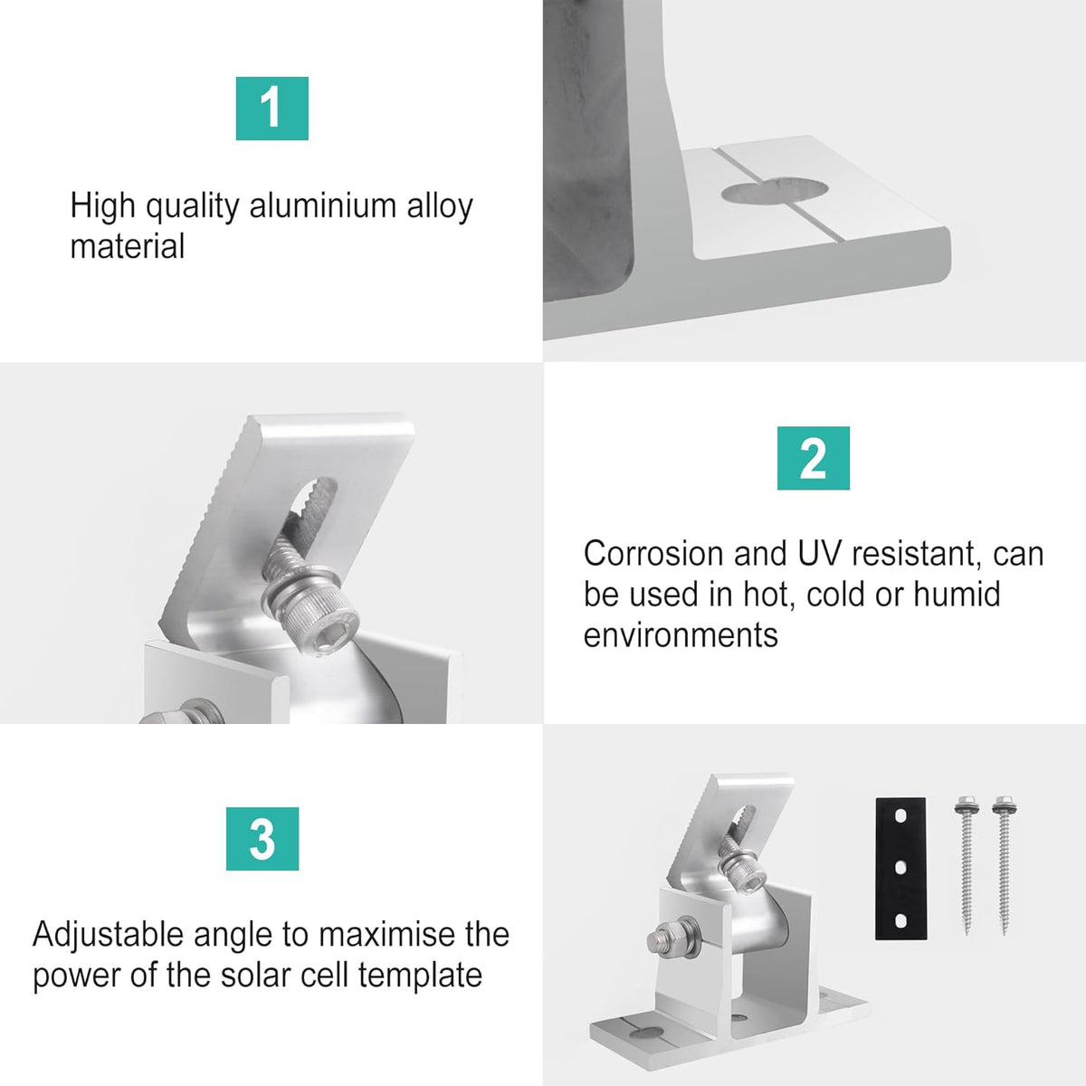 2 Stück Solarmodul Halterung Balkonkraftwerk 10-60° Verstellbar Solarpanel Halterung Universal Befestigung Solarmodul Photovoltaik für Boot Wohnmobil Flachdach