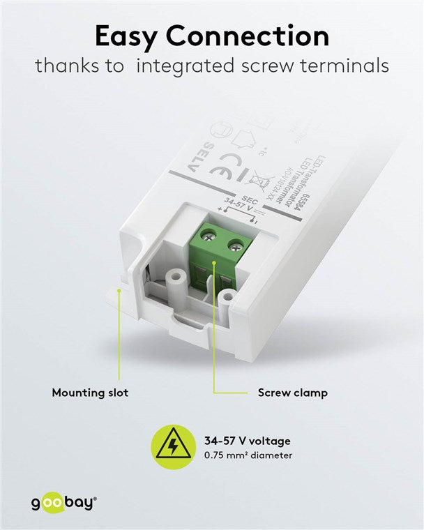 Goobay LED Trafo 350 mA / 20 W / LED Transformator für Konstantstrom / LED Treiber Konstantstromquelle / Transformator Innenbeleuchtung / Netzteil Licht