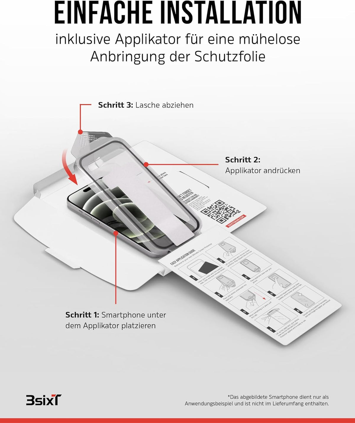 3sixT 65919 3in1 Protection Bundle für iPhone 15 Pro/Hülle Displayschutz & Kamera Schutz Set/Inkl. Handyhülle Panzerglas Kamera Protektor stoßfest / 3in1 Hüllen Set iPhone 15