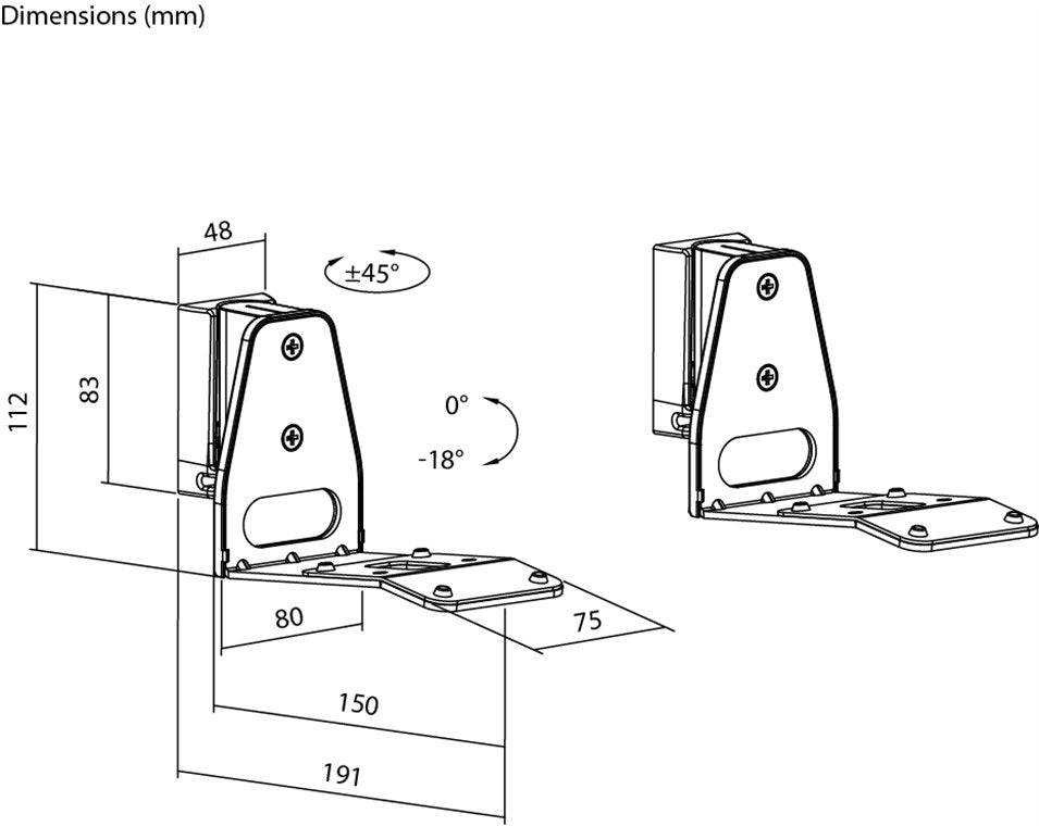 goobay Wandhalterung für Sonos Era 300 / Lautsprecher-Wandhalter bis 5kg / Schwenkbar & Neigbar / schwarz