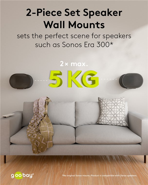 goobay Wandhalterung für Sonos Era 300 / Lautsprecher-Wandhalter bis 5kg / Schwenkbar & Neigbar / schwarz