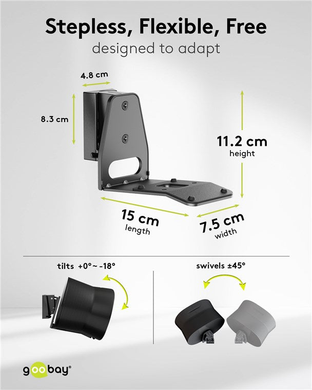 goobay Wandhalterung für Sonos Era 300 / Lautsprecher-Wandhalter bis 5kg / Schwenkbar & Neigbar / schwarz