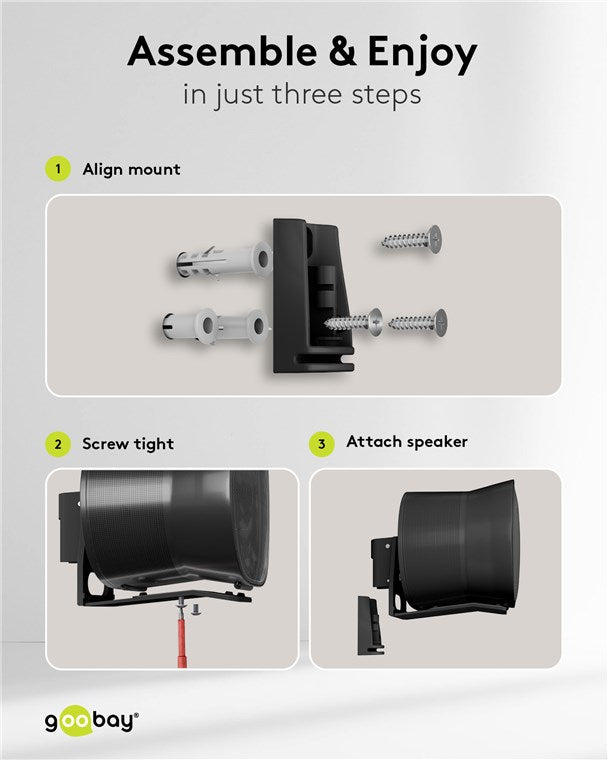 goobay Wandhalterung für Sonos Era 300 / Lautsprecher-Wandhalter bis 5kg / Schwenkbar & Neigbar / schwarz