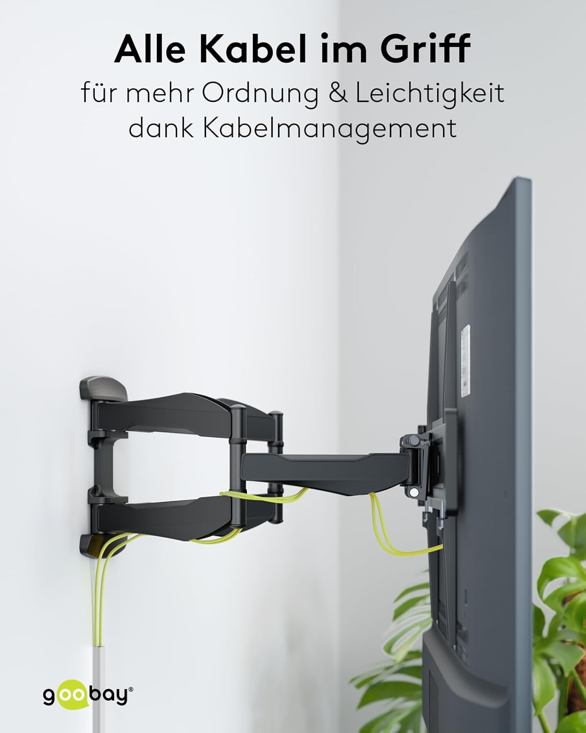 goobay TV-Wandhalterung für Fernseher von 37 bis 80 Zoll (94 – 203 cm), TV Halterung, max. 45 kg, vollbeweglich (schwenkbar und neigbar)
