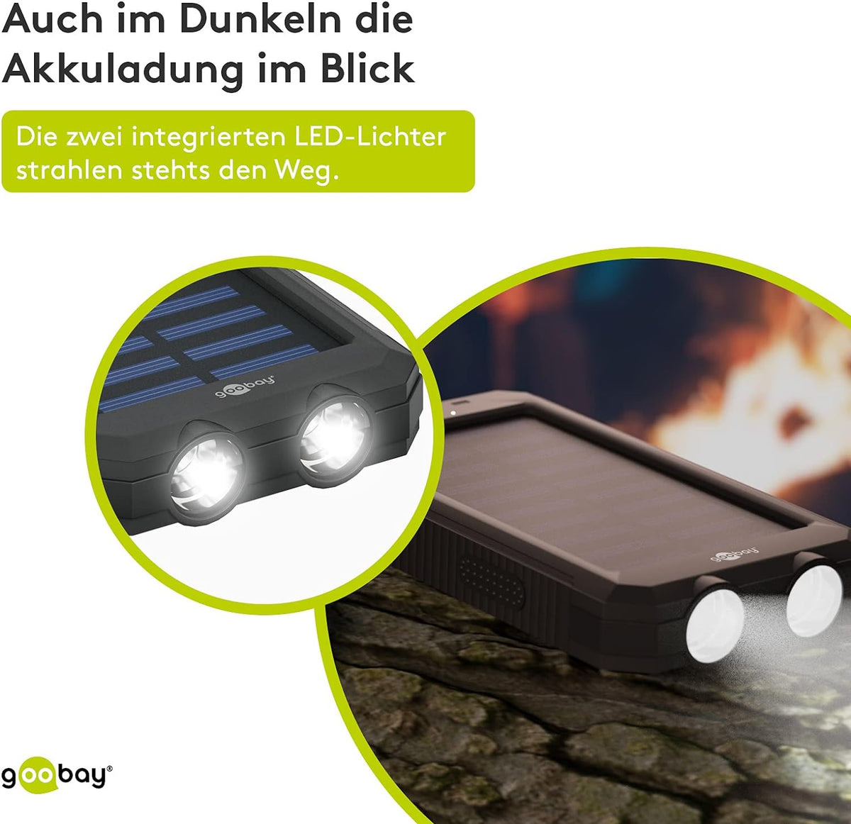 Outdoor Powerbank 8.0 (8.000 mAh), für Outdoor-Abenteuer Dank Robusten Design, Solarpanel und Taschenlampenfunktion