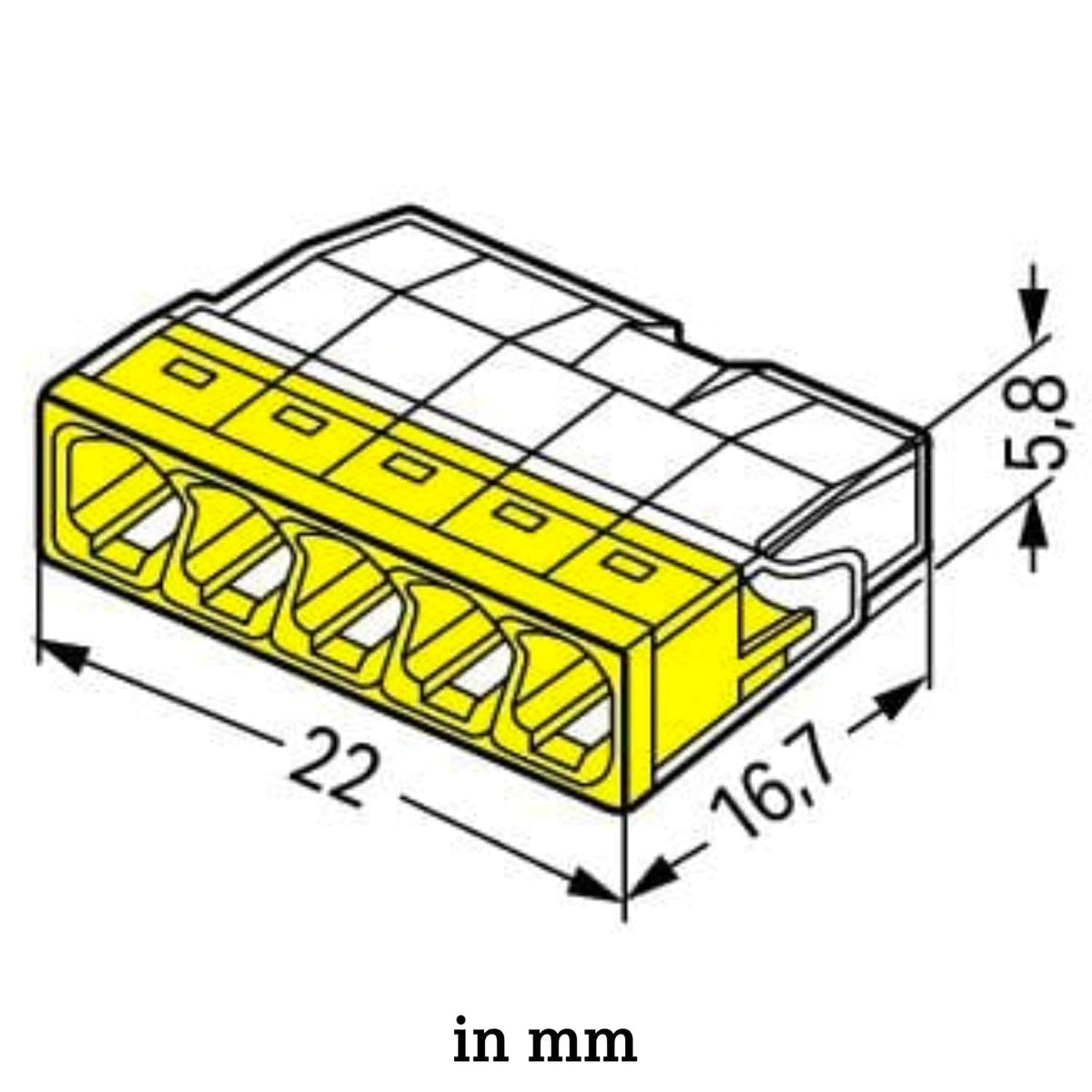 WAGO Verbindungsklemmen 2273-205 | 5 Leiter, bis 2,5 mm², 100 Stück, COMPACT Verbindungsklemme für eindrähtige Leiter, bestätigte Anwendungssicherheit, kleinstmögliche Bauform