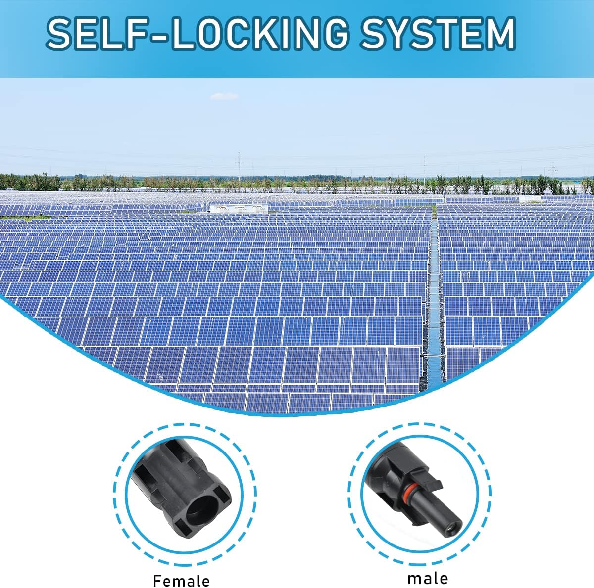 2 Paar Solarkabel Y-Verteiler Solarpanel-Kabel MMF+FFM für Parallel-Photovoltaik-Anschluss, Solarpanel Stecker Solaranschluss Y-Zweig Paralleladapter, 2 Rot + 2 Schwarz
