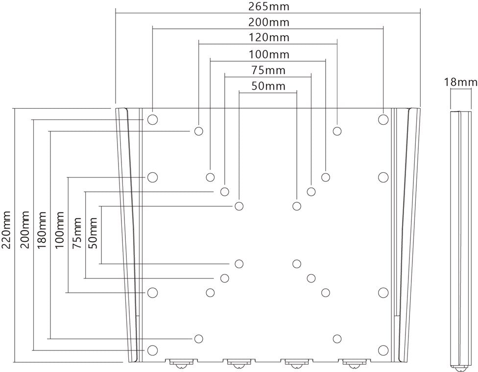 goobay Flache Universal TV Wandhalterung / Halterung für Monitor / max. 30kg / 18mm Wandabstand / 23-42 Zoll Monitore / bis VESA 200x200mm geeignet / für Wohnmobile, Wandhalterung Fernseher