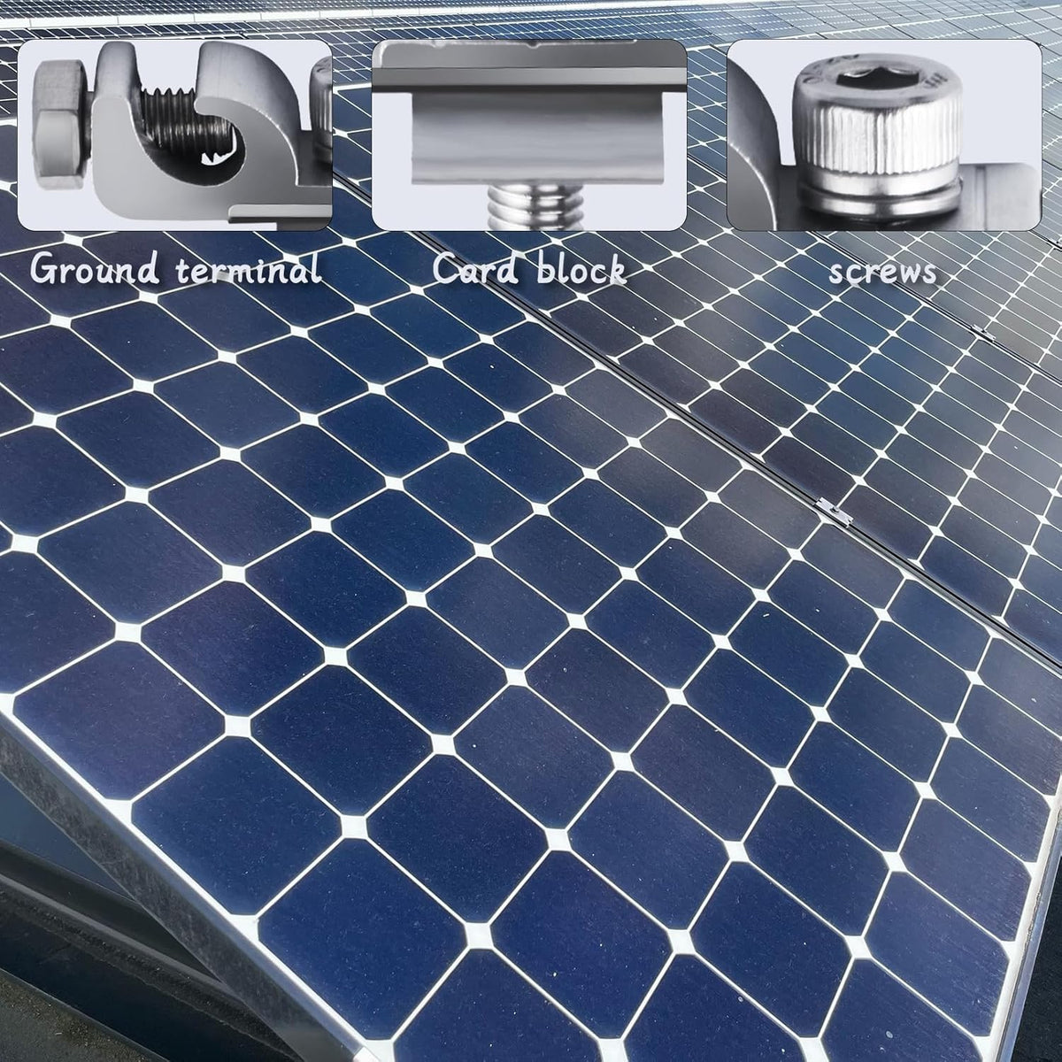 Solarpanel Erdungsklemme, 6 Stück Solarpanel Erdungsclips, PV Erdungsklemme, Solar Panel Endklemme Montagehalterungen Klemmen, Photovoltaik Erdungsösen Befestigungen