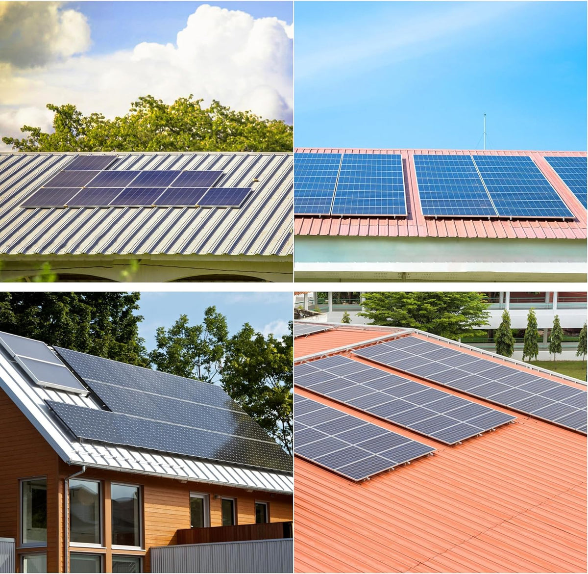 Solarmodul Halterung Montageset, Schwarzes 12CM Aluprofil und Verstellbare Klammern Befestigung für Solarmodul, Solarpanel Halterung 4 Modul 30-35MM für Flachdach Trapezblech Blechdach