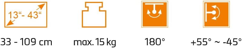 my wall TV-Wandhalterung für Wohnmobile HC2-2L TV Wandhalterung für Wohnmobil und Wohnwagen, Fernsehhalterung, Schwenkbar, Neigbar, VESA kompatibel, Bildschirmhalterung