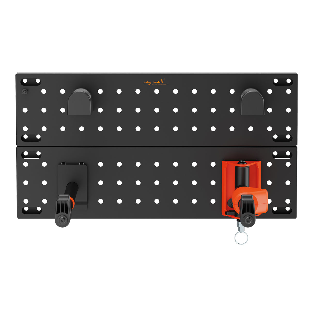 my wall modulare Fahrrad Wandhalterung - HR14L vertikale & horizontale Aufhängung, Fahrradhalterung für Räder bis 30 kg & 45 mm Reifenbreite, zwei Zusatzhaken mit je 5 kg belastbar