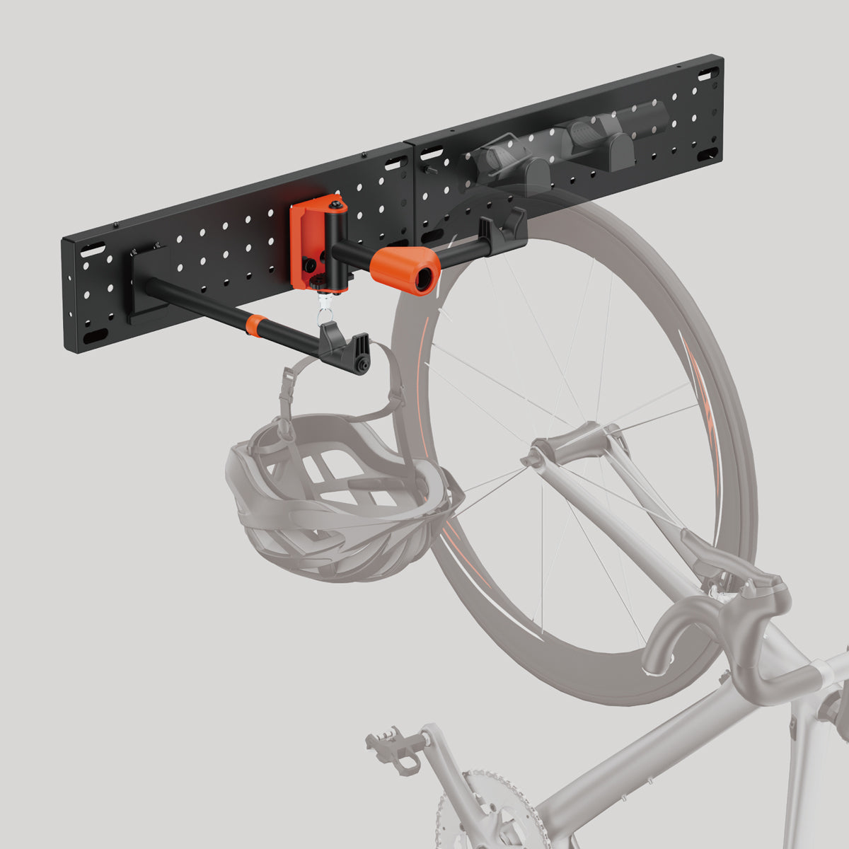 my wall modulare Fahrrad Wandhalterung - HR14L vertikale & horizontale Aufhängung, Fahrradhalterung für Räder bis 30 kg & 45 mm Reifenbreite, zwei Zusatzhaken mit je 5 kg belastbar