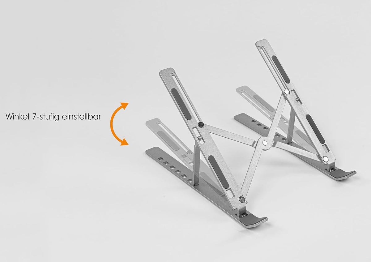 my wall Faltbarer Laptop Ständer HT49L Laptop Ständer für 11"-15" (28-38 cm) Laptops, Laptop Zubehör mit Transporttasche, 7-stufig Einstellbarer Winkel, Belastbar bis 5 kg