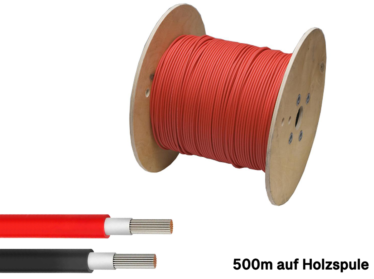 500m Solarkabel H1Z2Z2-K 4mm² Photovoltaik Kabel für PV Anlagen rot