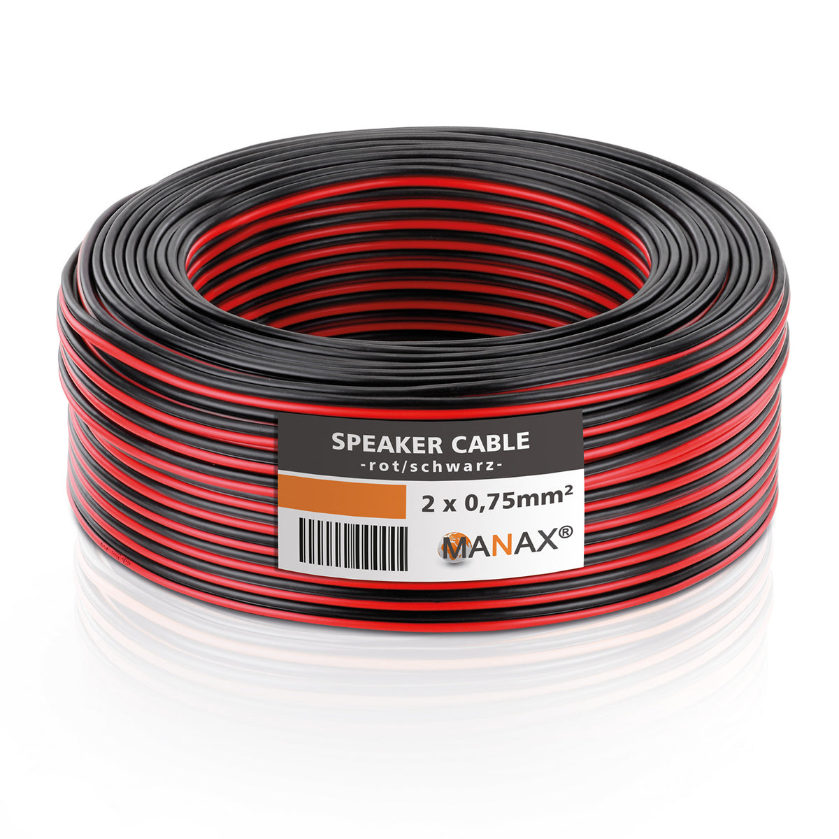 10m 2x0,75mm² Lautsprecherkabel CCA I Boxenkabel isoliert rot / schwarz mit Polaritätskennzeichnung I LS-Kabel als Meterware für Stereoanlage etc.