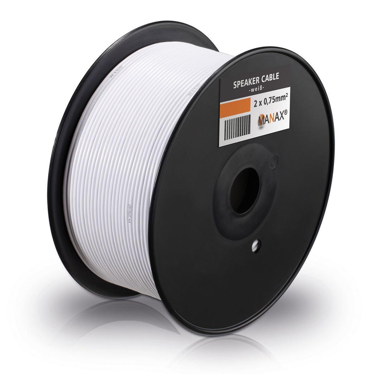 100m 2x0,75mm² Lautsprecherkabel CCA I Boxenkabel isoliert weiß mit Polaritätskennzeichnung I LS-Kabel als Meterware für Stereoanlage etc.