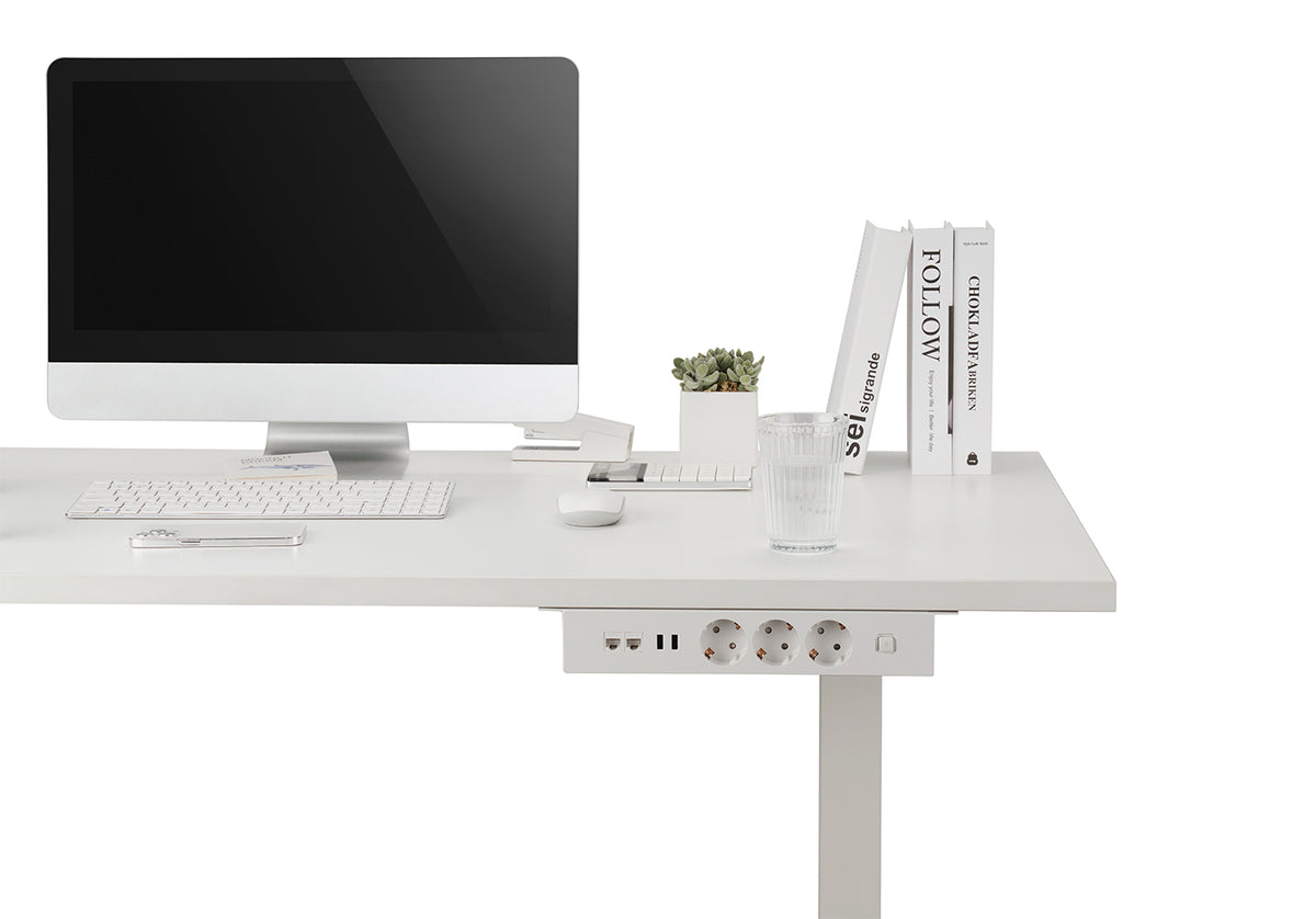 Tischsteckdose NV64L 3-Fach Schutzkontakt mit 2X USB und 2X LAN Anschluss, Mehrfachsteckdose für Zuhause Anschraubbar, Knopf zum EIN- und Ausschalten, Steckdosenleiste mit 1,8m Kabel