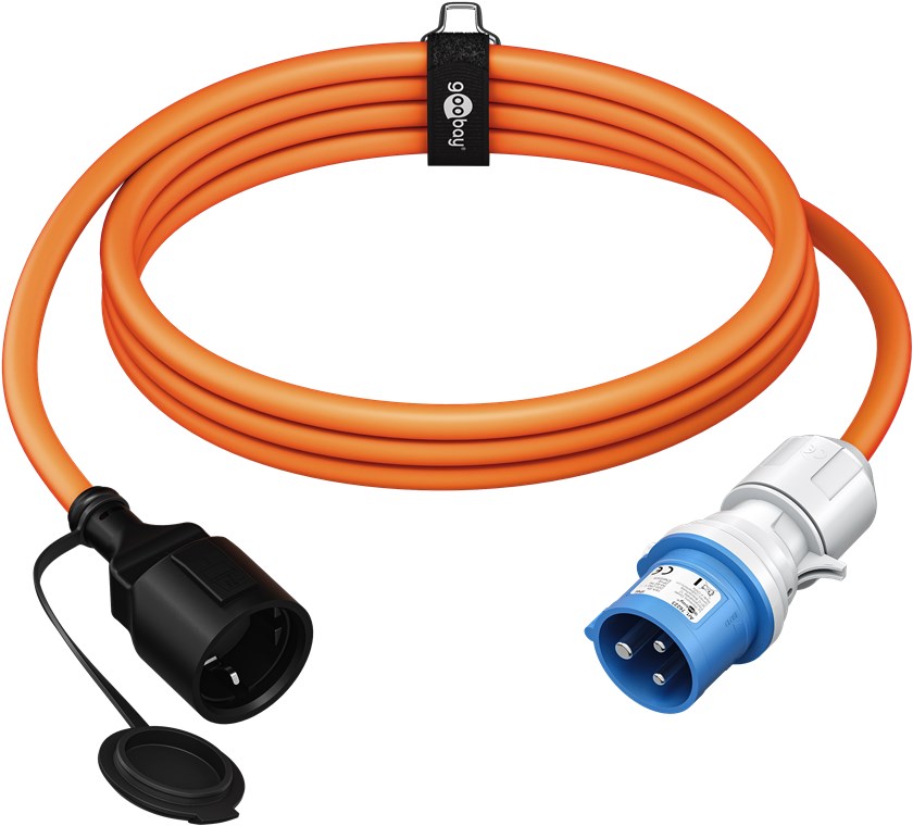 goobay CEE Caravan Adapterkabel 1,5 m CEE-Stecker auf Buchse mit Schutzkontakt, Außeneinsatz mit IP44